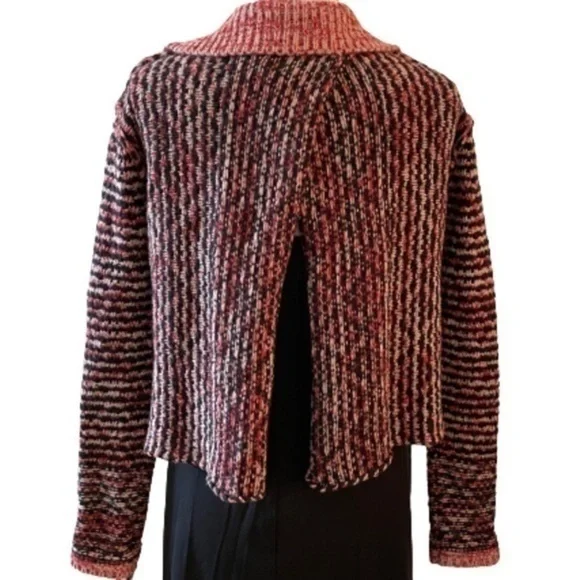 Free People Open Back 3 Snap Front Closure 75% Wool Knit Cardigan Sweater Medium - Picture 10 of 16